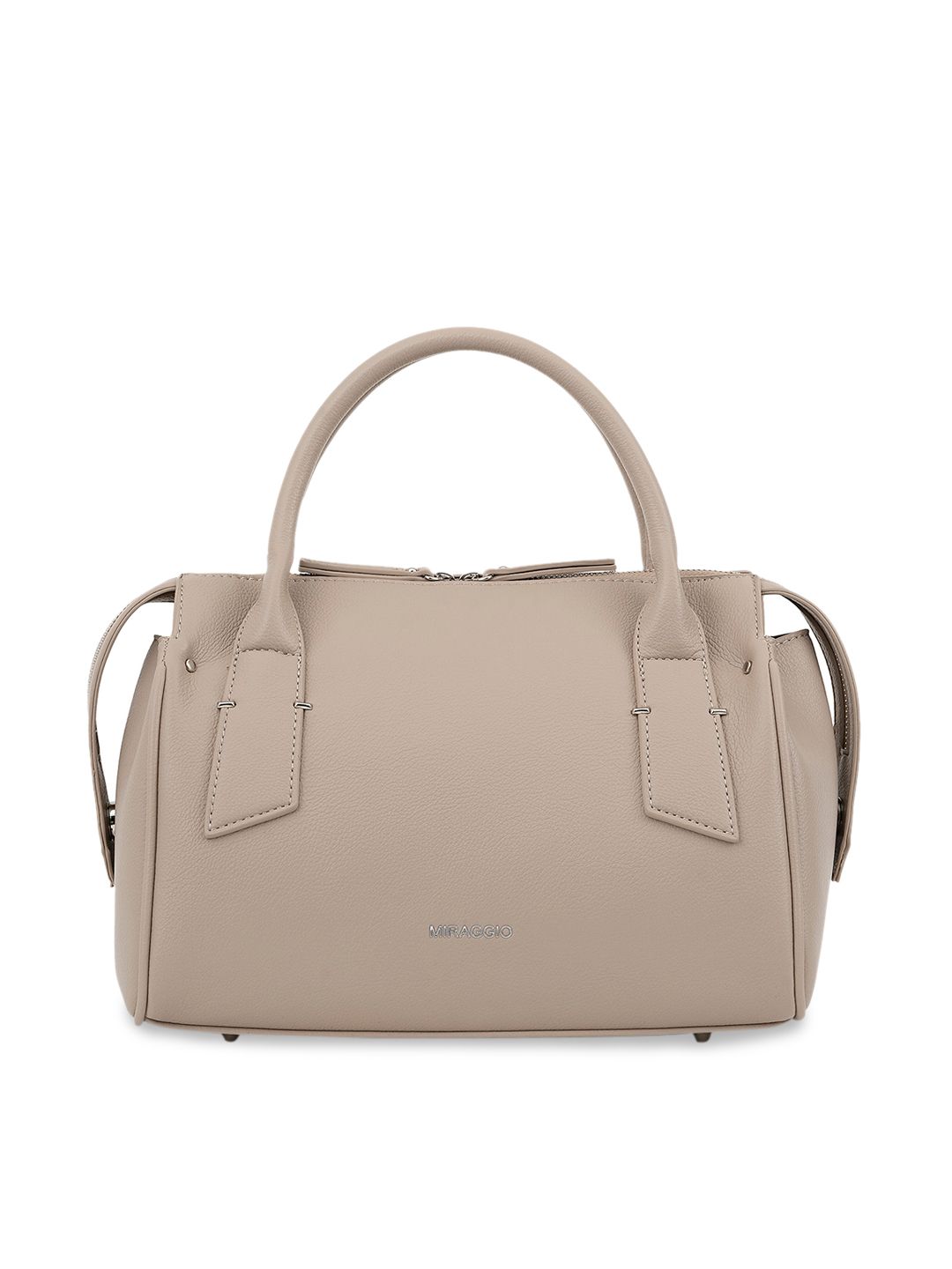 MIRAGGIO Nude-Coloured PU Structured Handheld Bag Price in India