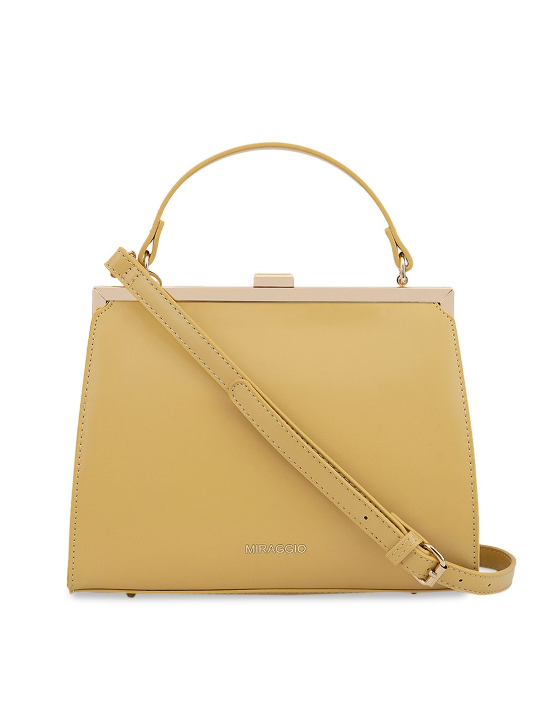 MIRAGGIO Yellow PU Structured Handheld Bag Price in India