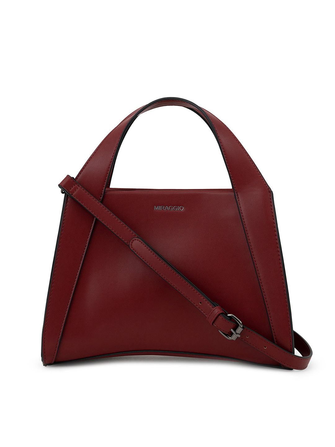 MIRAGGIO Red Solid PU Structured Handheld Bag Price in India