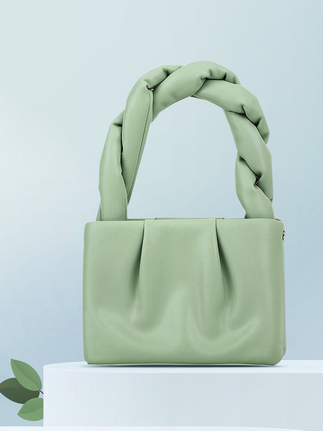 MIRAGGIO Green PU Structured Handheld Bag Price in India