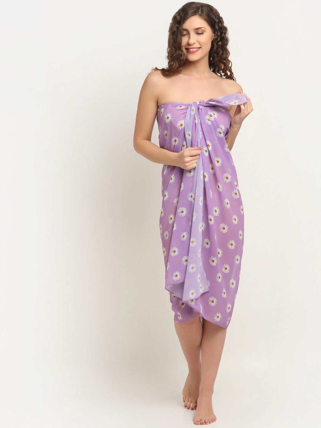 EROTISSCH Women Purple Printed Swimwear Sarong Price in India