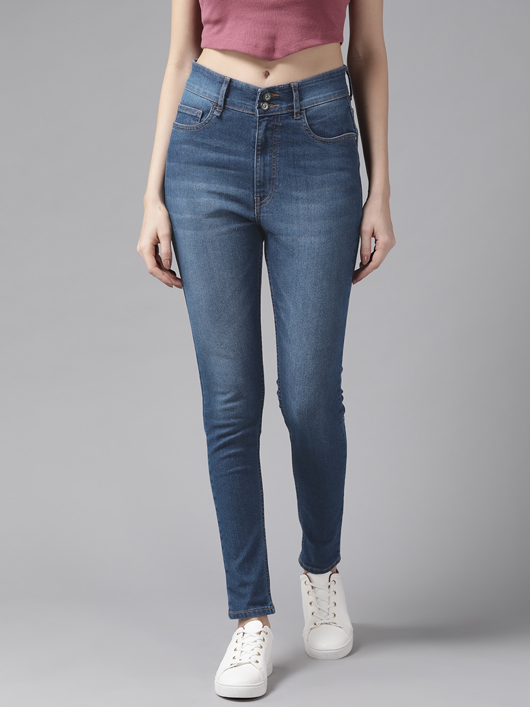 Roadster Women Blue Super Skinny Fit High-Rise Light Fade Stretchable Jeans Price in India