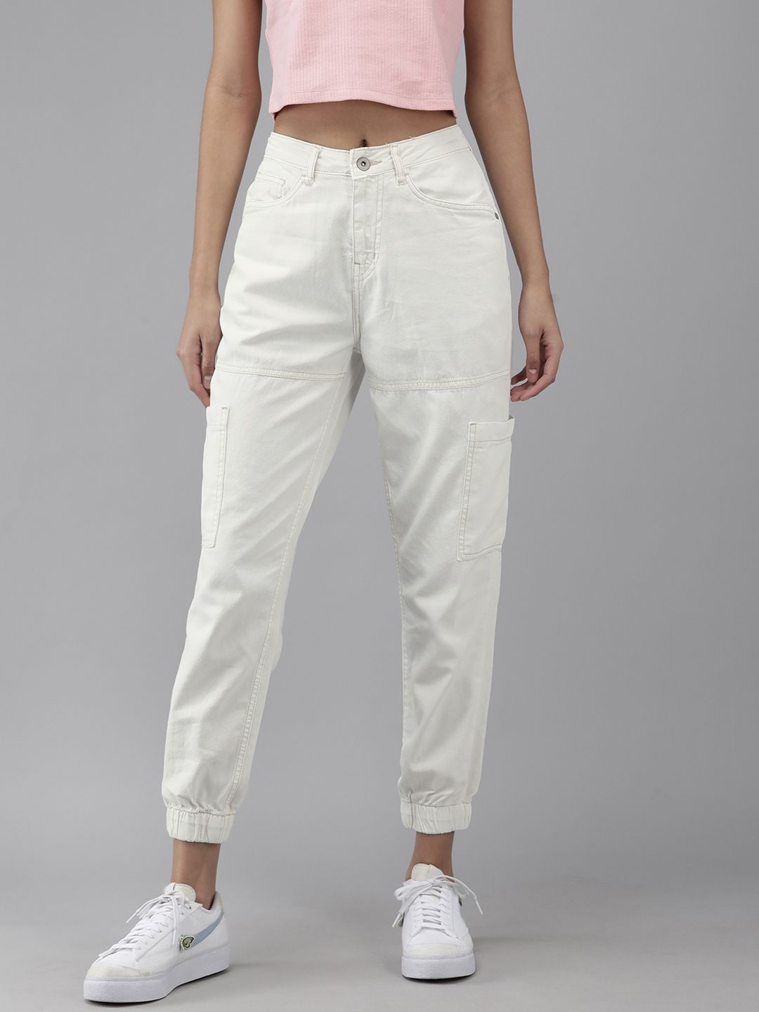 The Roadster Lifestyle Co Women White Jogger Jeans Price in India