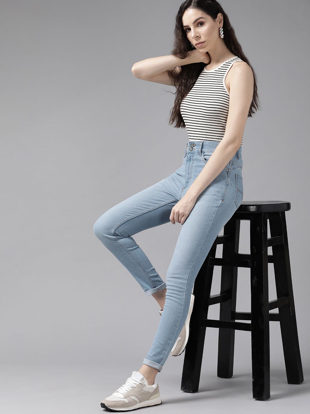 Roadster Women Blue Super Skinny Fit High-Rise Stretchable Jeans Price in India