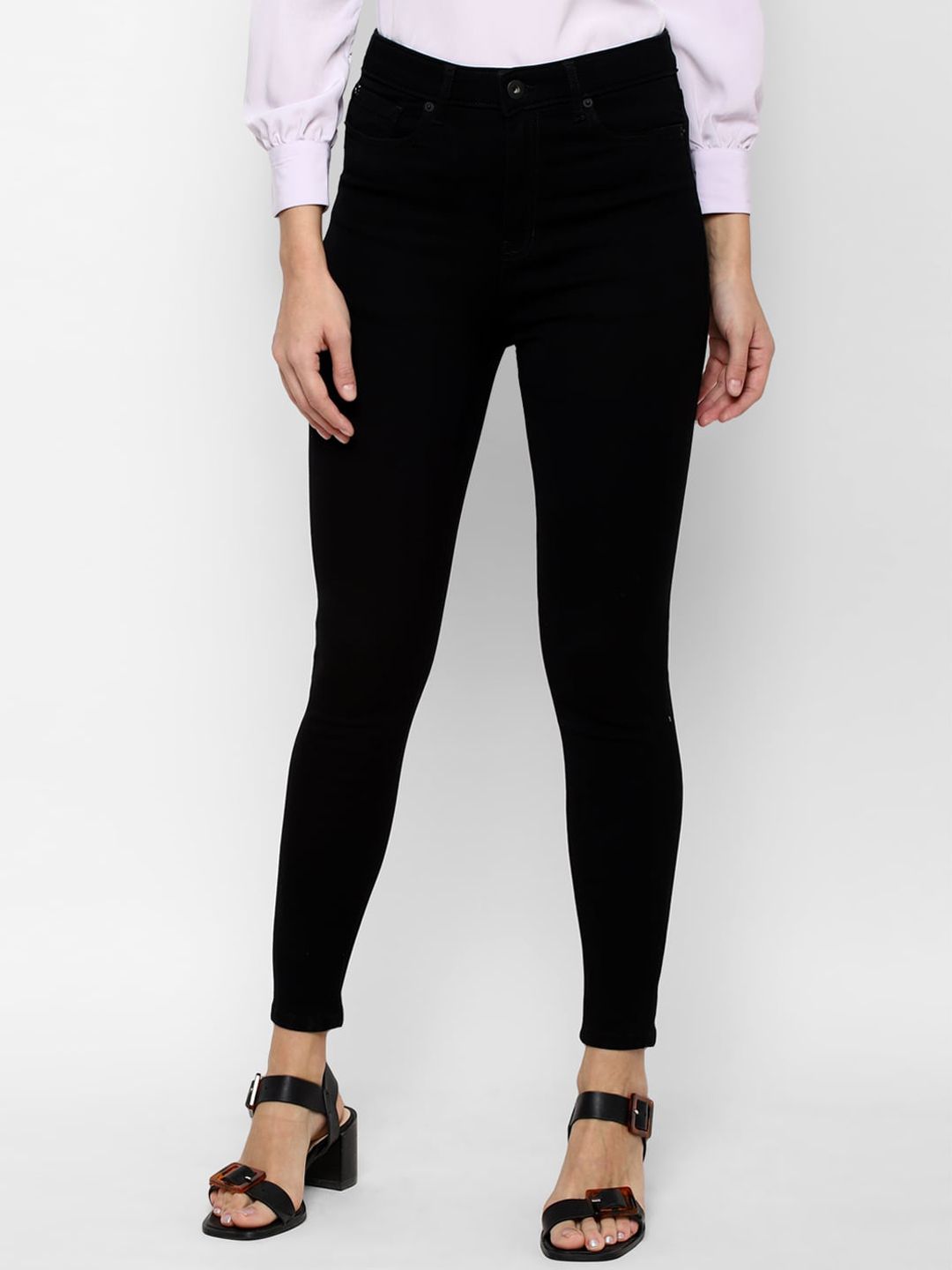 Allen Solly Woman Women Black Solid Skinny Fit High-Rise Stretchable Jeans Price in India