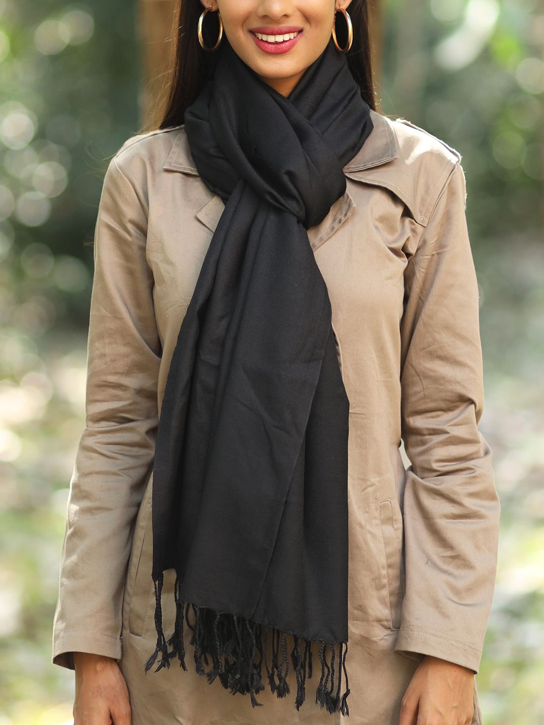 Ayesha Women Black Acrylic Winter Scarf Price in India