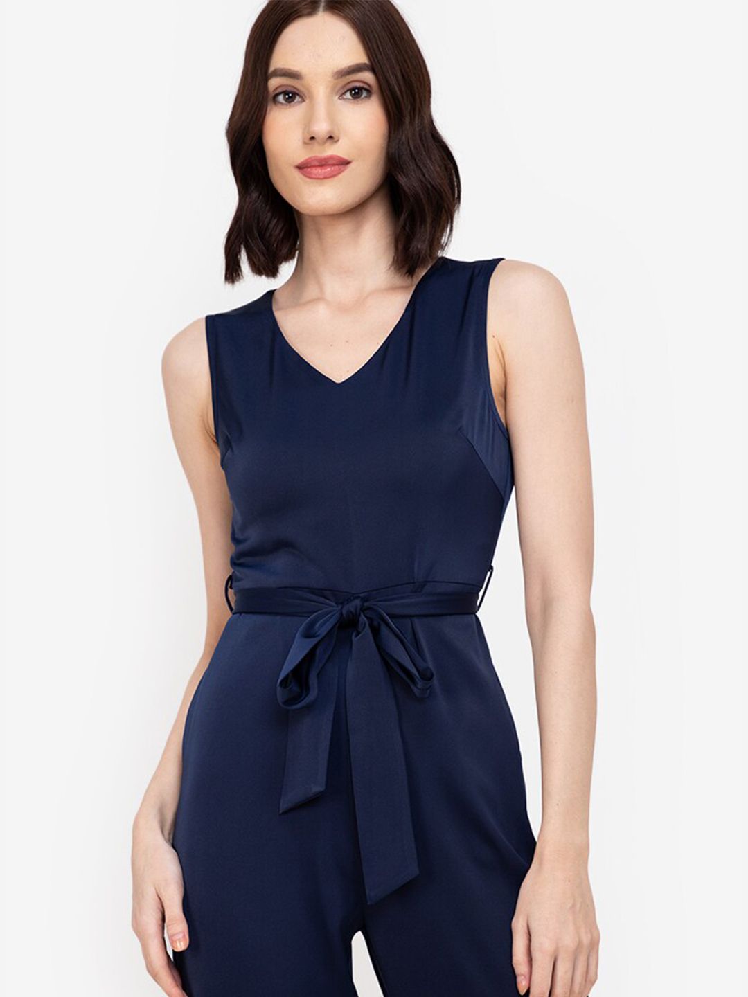 ZALORA WORK Women Navy Blue Basic Jumpsuit Price in India