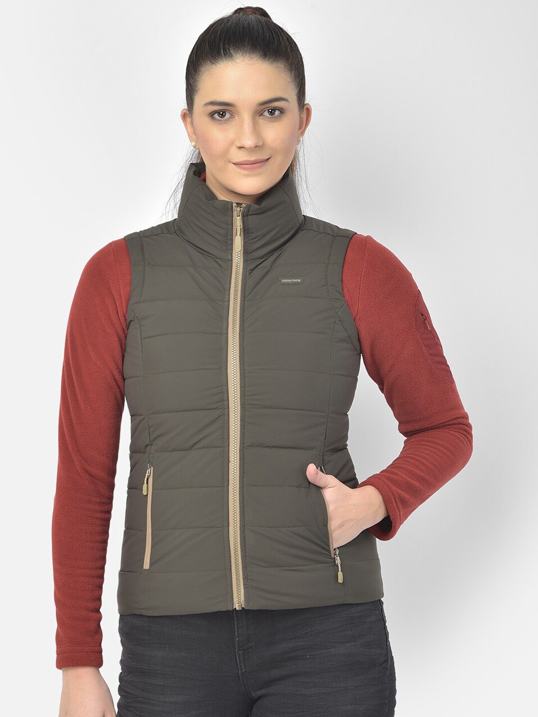 Woodland Women Green Water Resistant Puffer Jacket Price in India