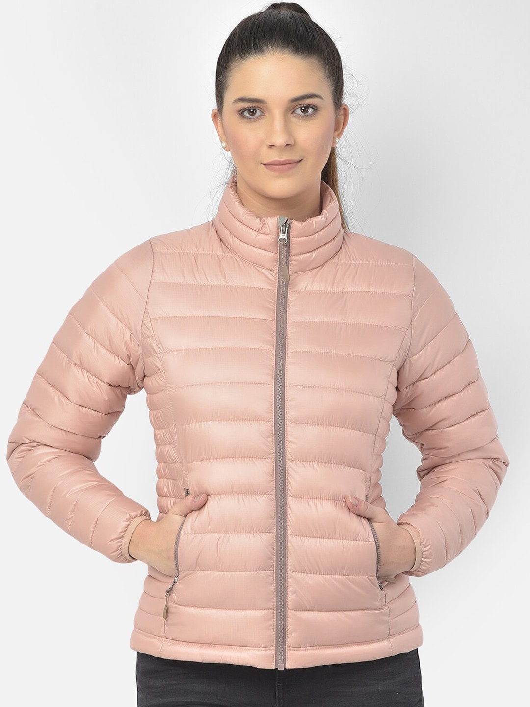 Woodland Women Nude Coloured Water Resistant Puffer Jacket Price in India