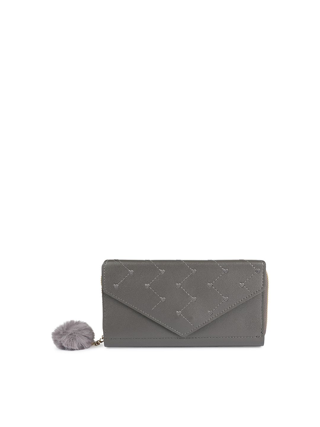 ZEVORA Women Grey Woven Design PU Three Fold Wallet Price in India