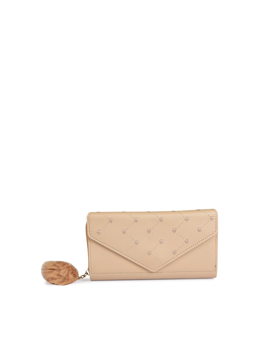 ZEVORA Women Beige Woven Design PU Printed Design Three Fold Wallet Price in India