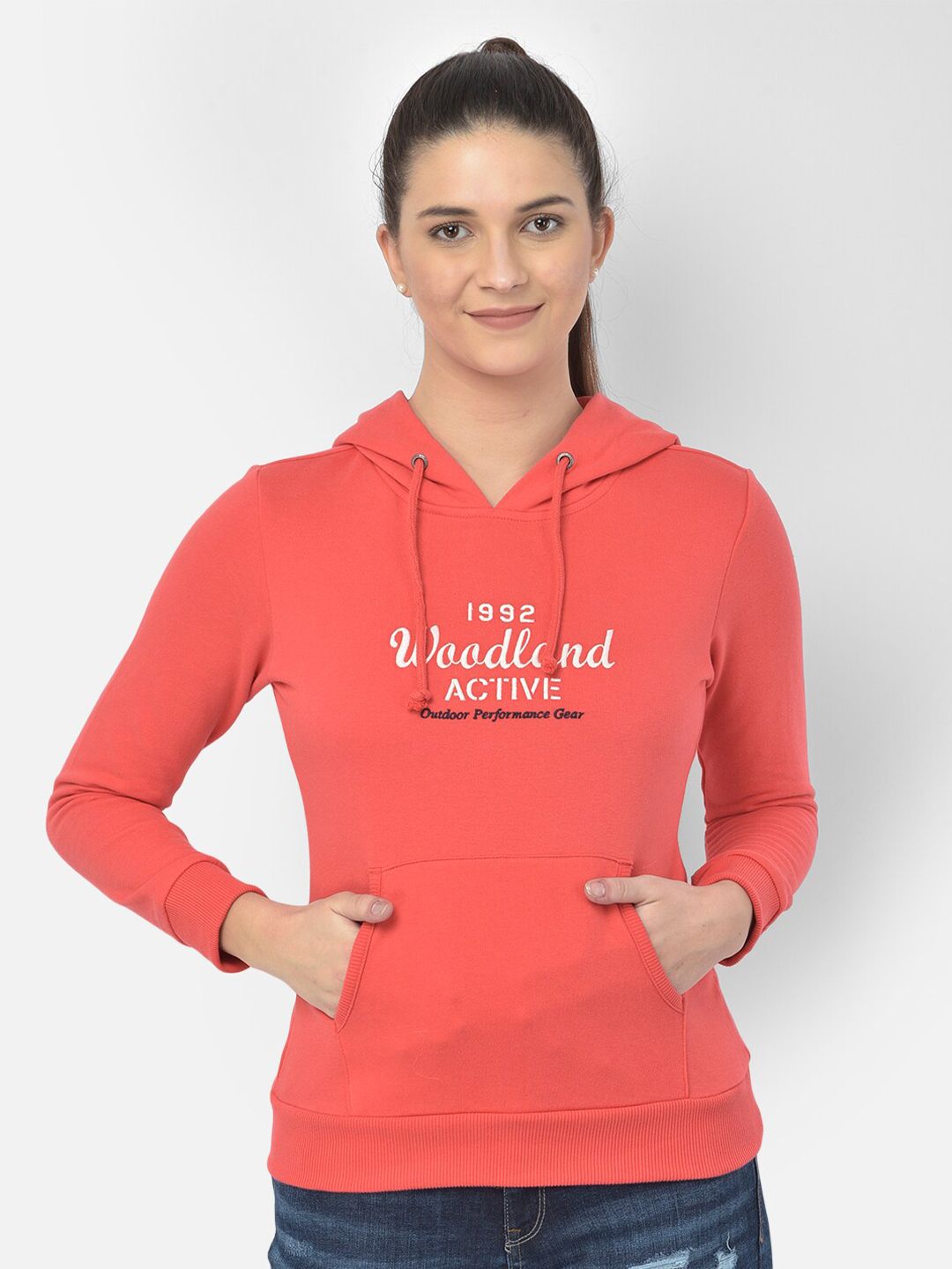 Woodland Women Coral Printed Sweatshirt Price in India