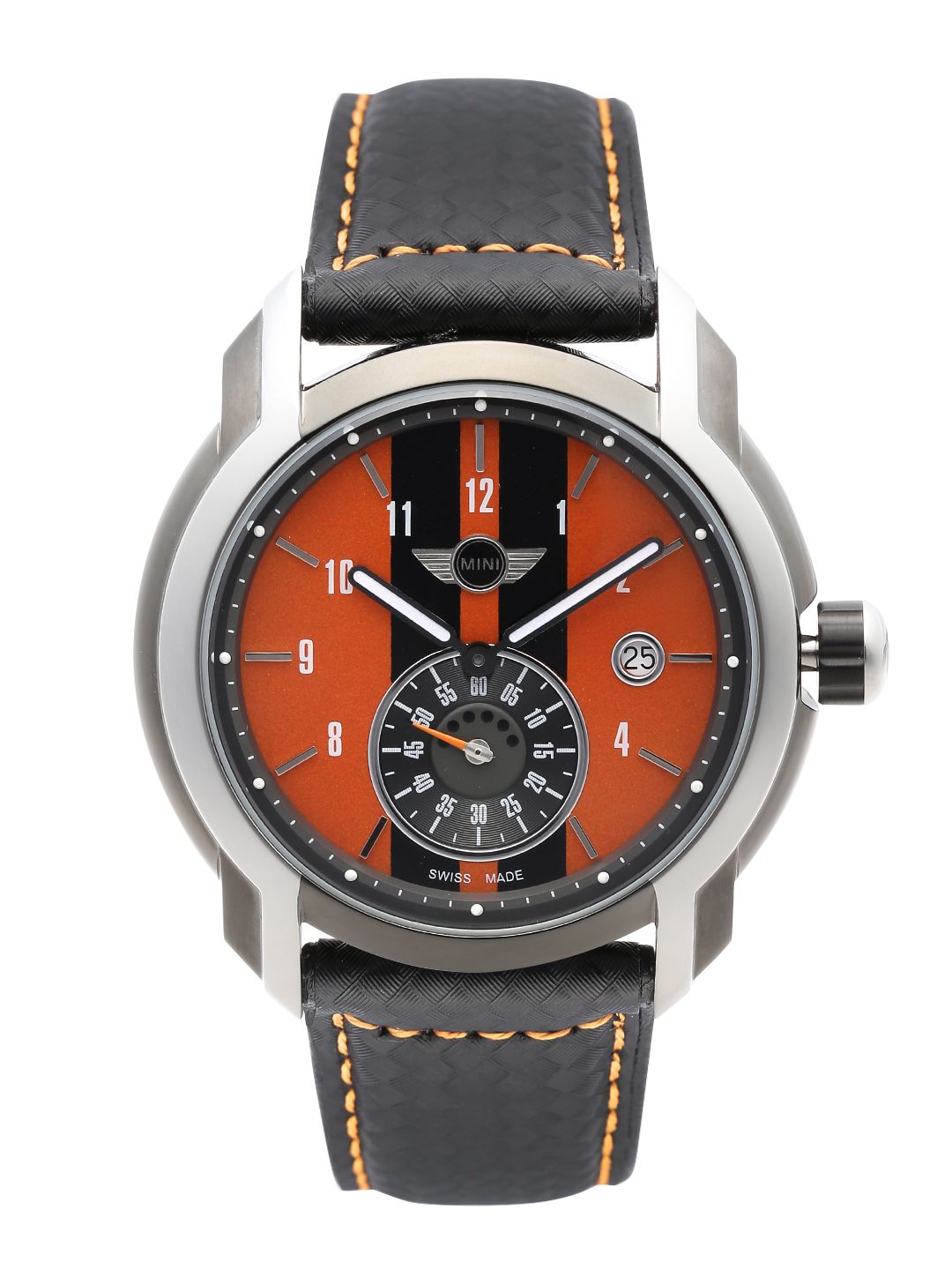 Buy MINI COOPER Men Orange & Black Striped Dial Watch MINI46E