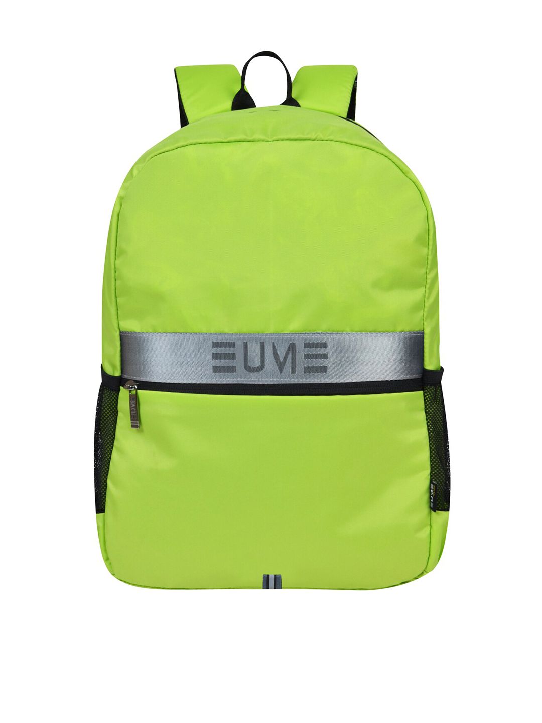 EUME Unisex Fluorescent Green & Silver Solid Backpack Price in India