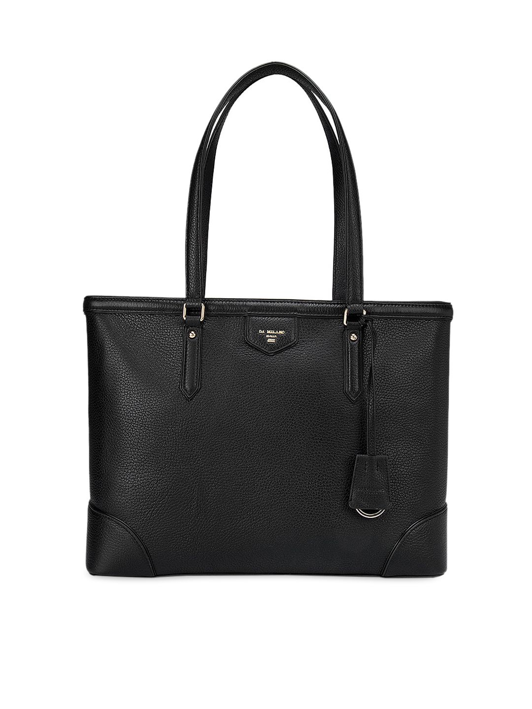 Da Milano Black Leather Structured Shoulder Bag Price in India