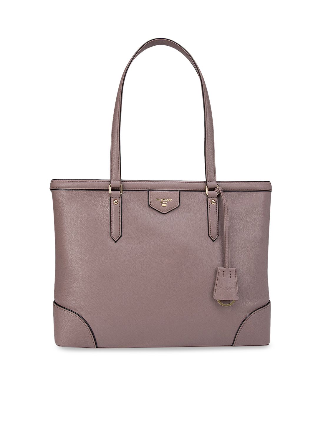 Da Milano Brown Textured Leather Structured Tote Bag Price in India