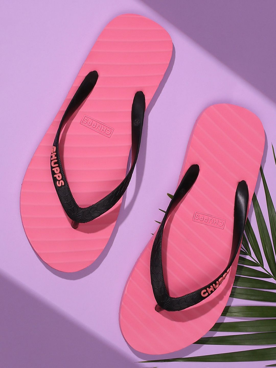 CHUPPS Women Pink Banana Leaf Natural Rubber Thong Flip-Flops Price in India