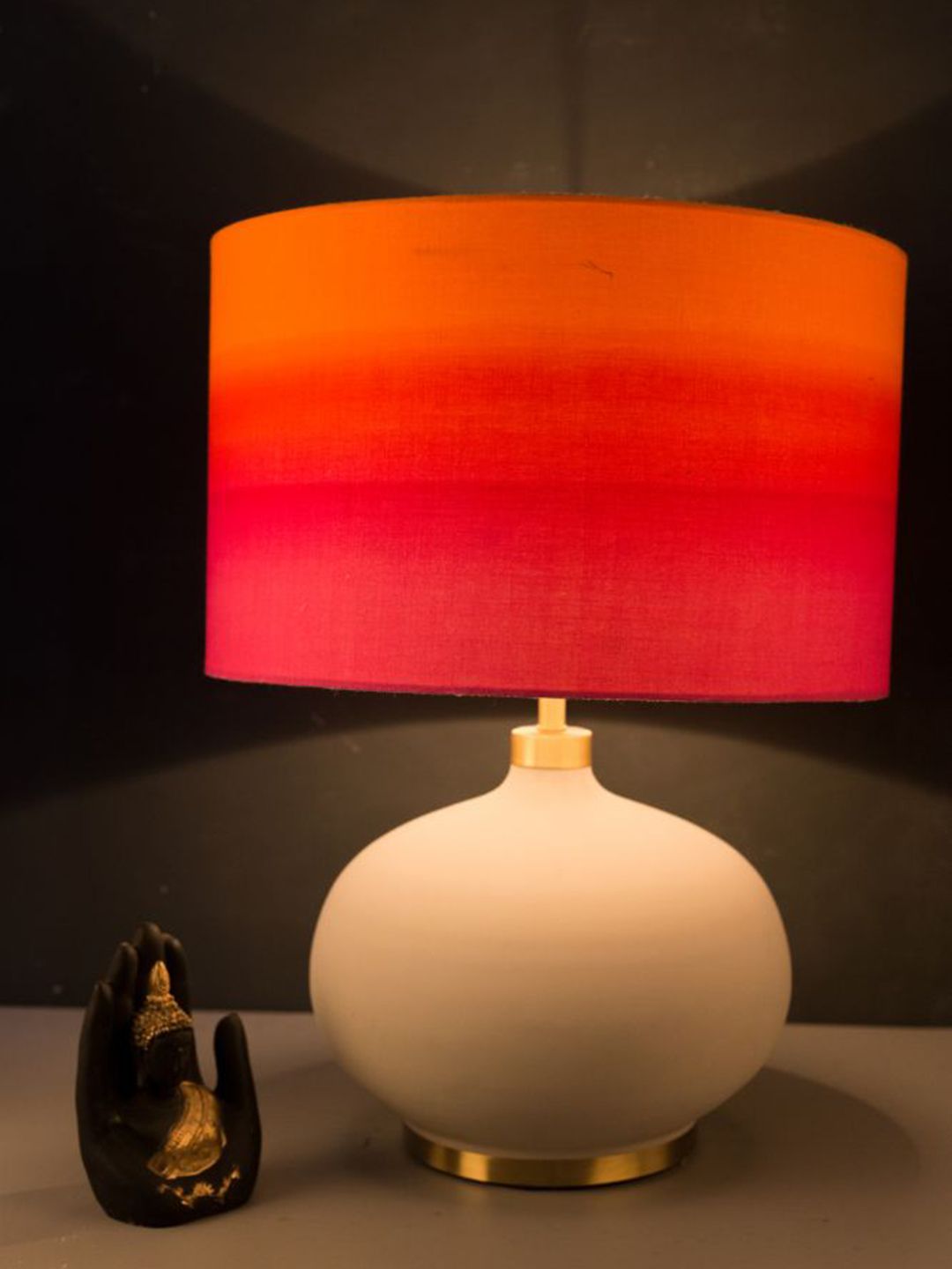 Grated Ginger Grey & Multicoloured Colourblocked Table Lamp Price in India