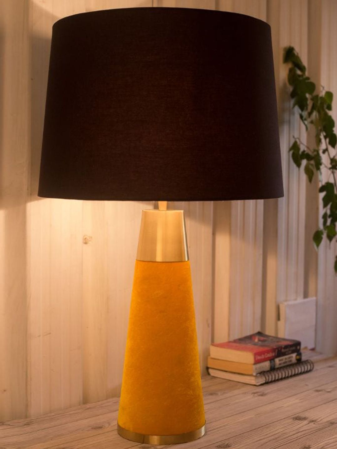 Grated Ginger Yellow Contemporary Table Lamp with Shade Price in India