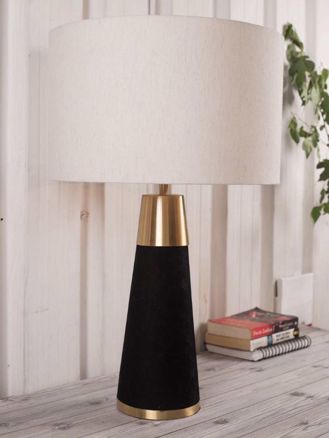 Grated Ginger Black Velour Table lamp Price in India