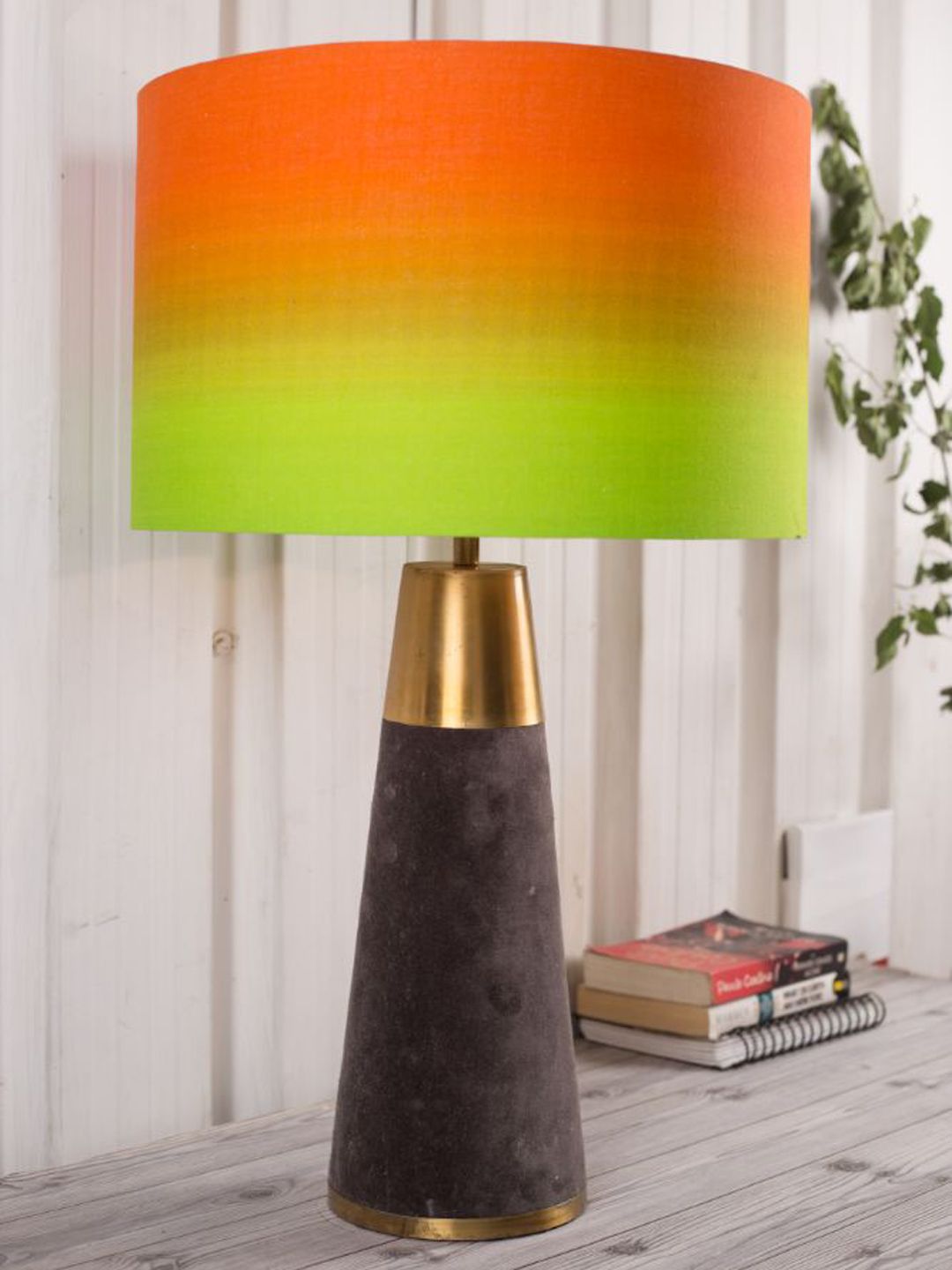 Grated Ginger Brown Velour Table lamp Price in India