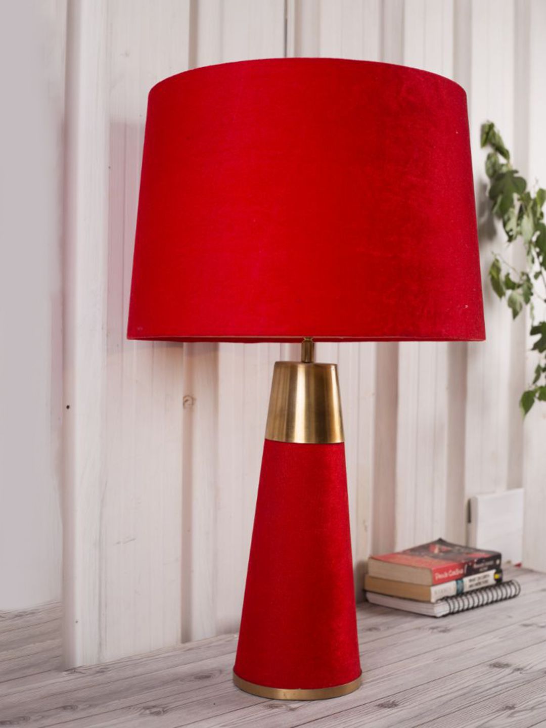 Grated Ginger Royal Red Velour Table lamp Price in India
