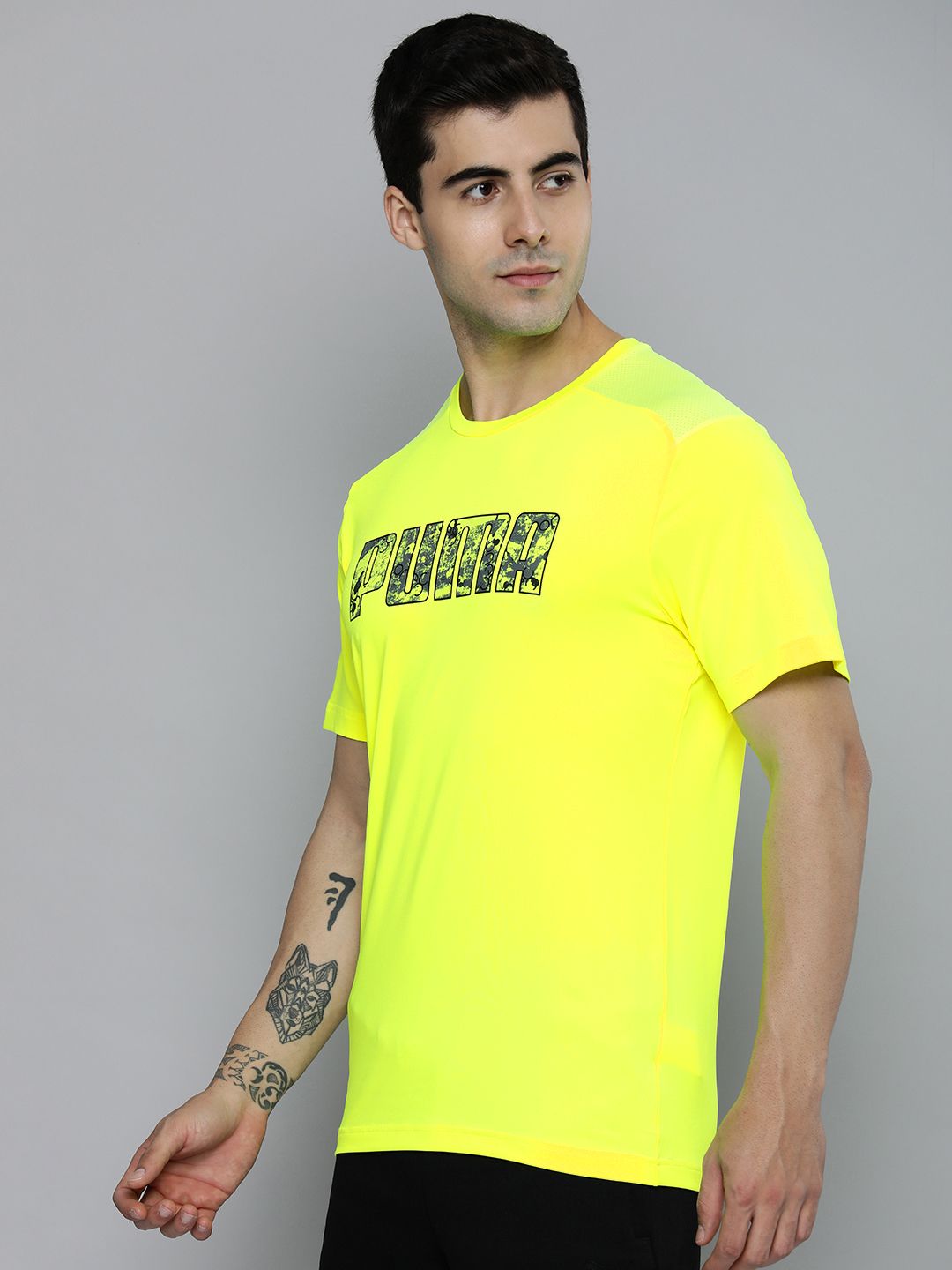 Buy one8 x PUMA Men Yellow Brand Logo Printed Training Slim Fit T