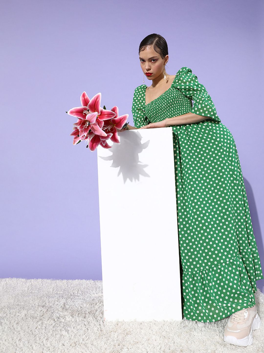 StyleStone Women Gorgeous Green Polka-Dotted Dress Price in India