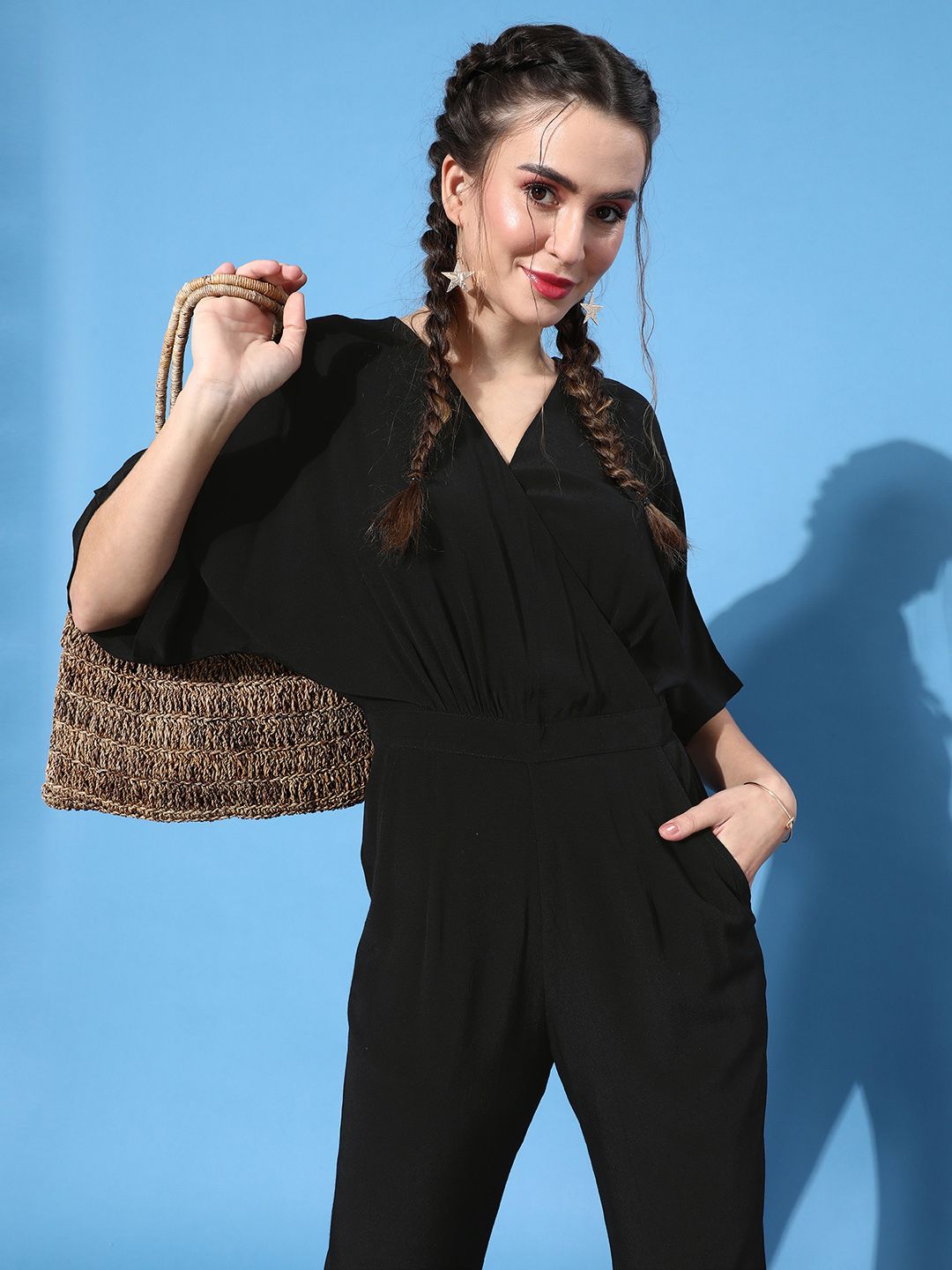 ANI Women Stylish Black Solid Jumpsuit Price in India
