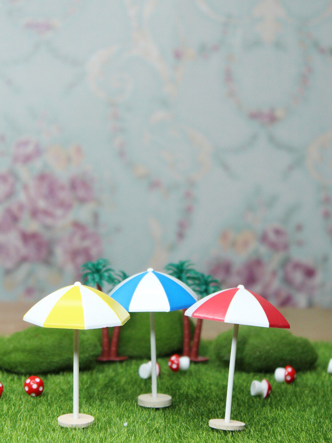 Wonderland Multicoloured Set of 3 Miniature Umbrella Garden Figures Price in India