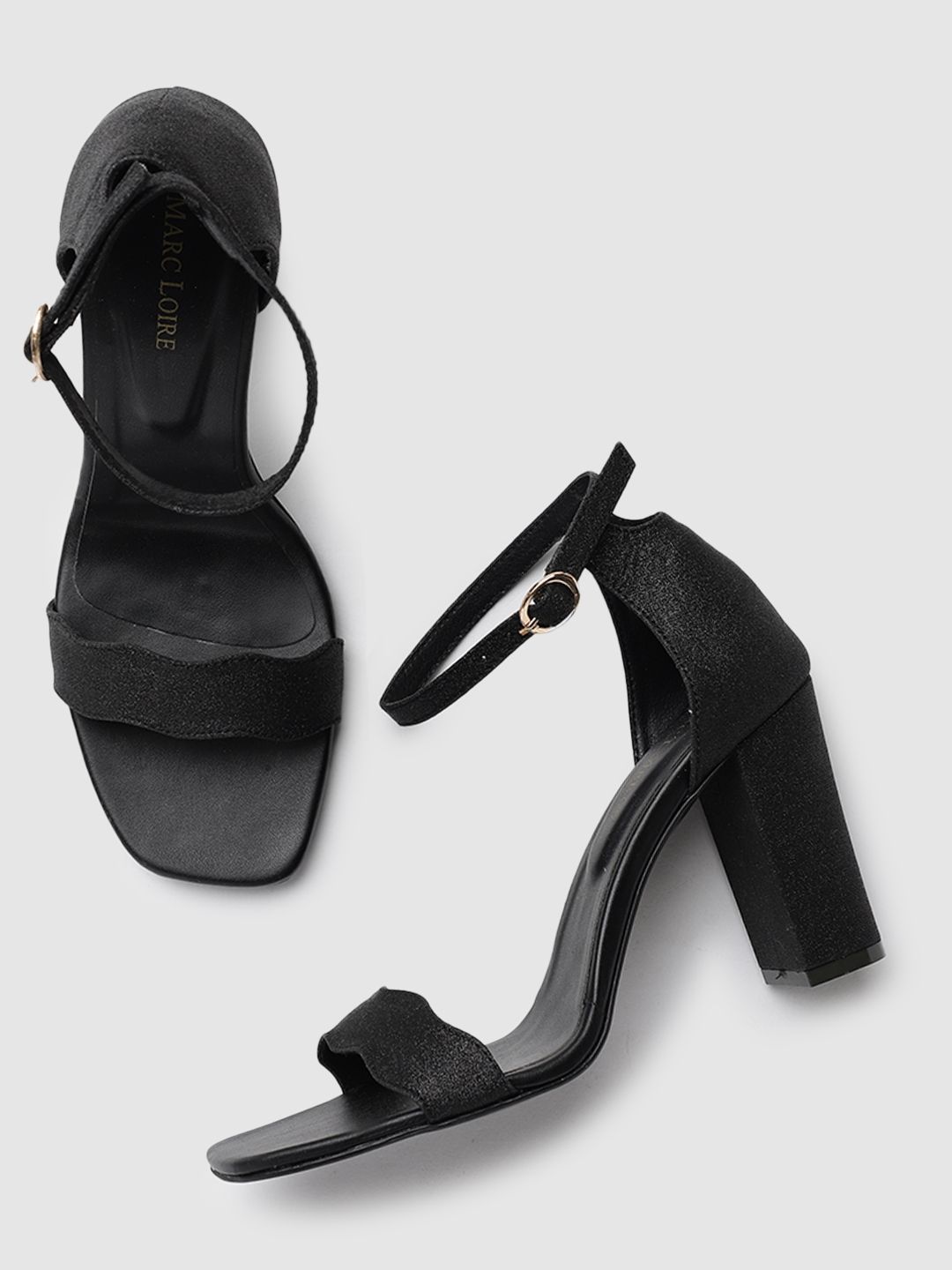 Marc Loire Black PU Block Sandals Price in India