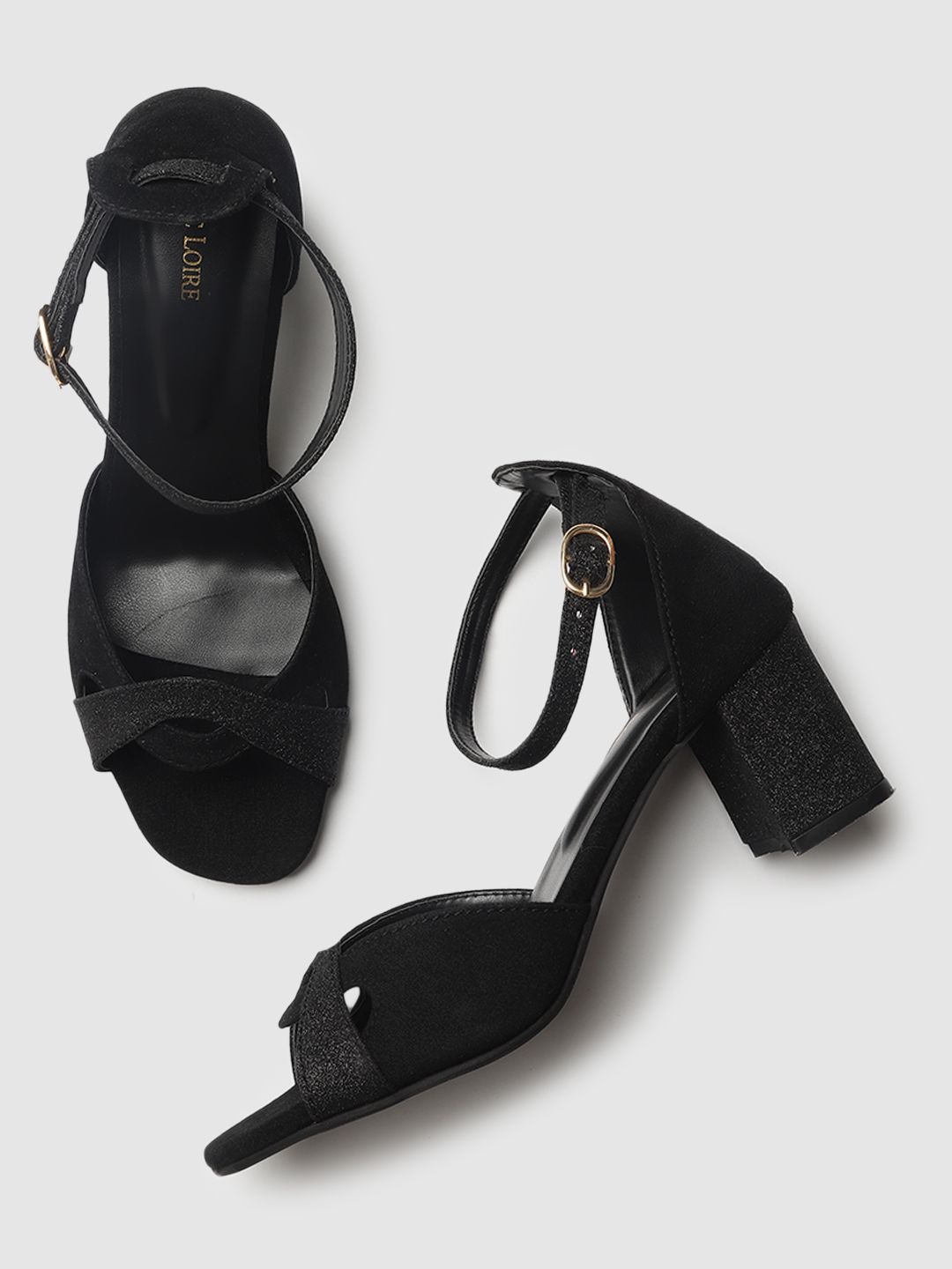 Marc Loire Black Suede Block Sandals Price in India