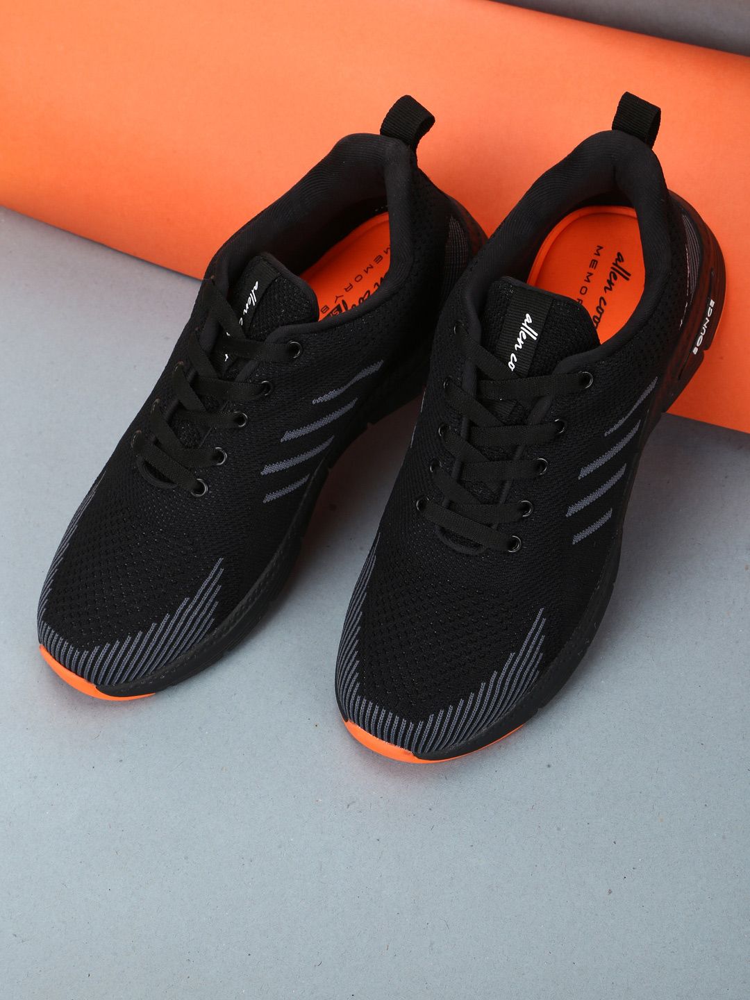 Allen Cooper Men Black Mesh Running Non-Marking Shoes