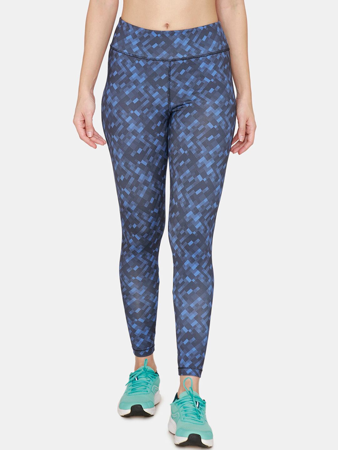 Zelocity by Zivame Women Blue Printed Tights Price in India