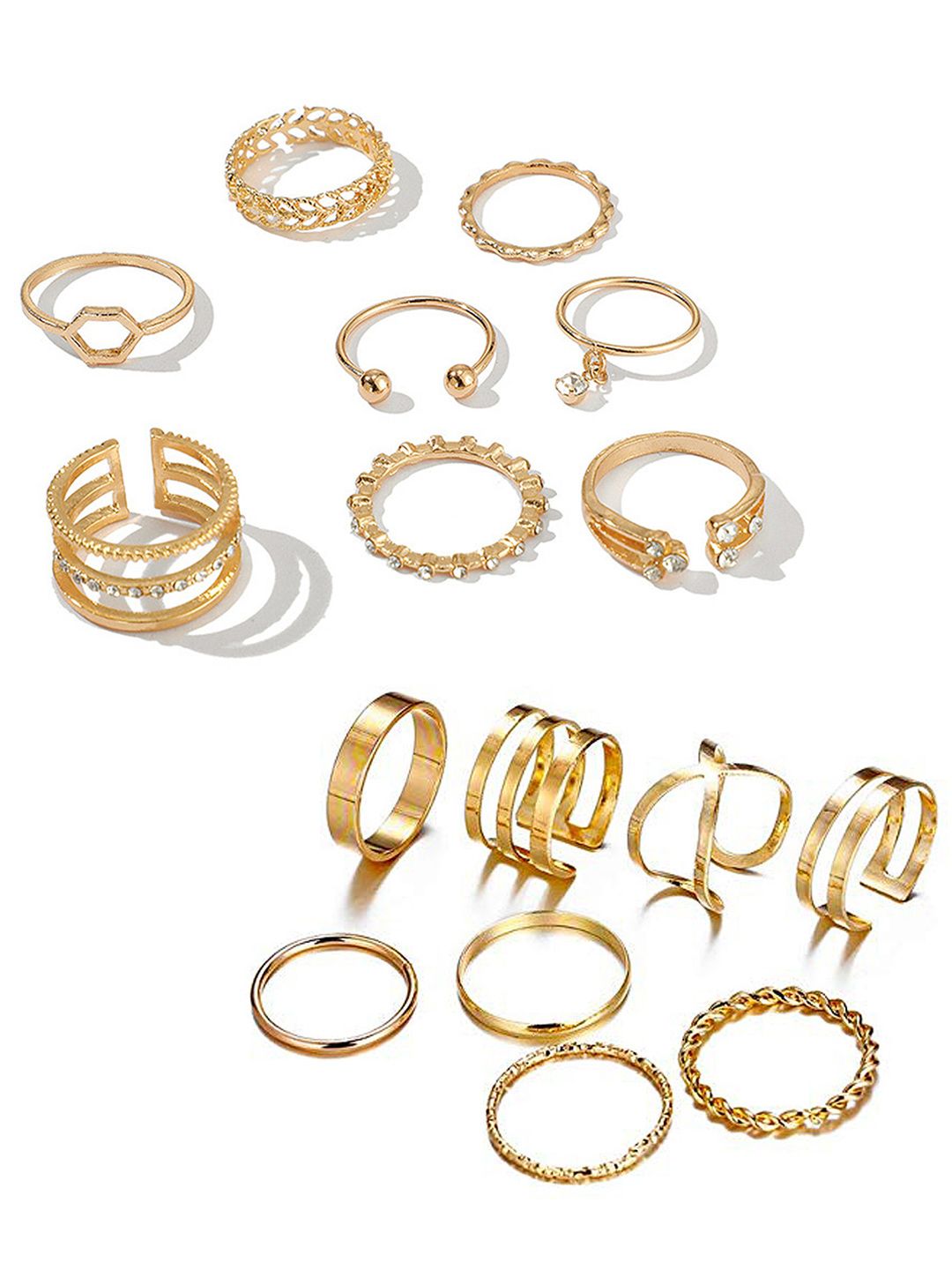 Vembley Gold Plated Set of 16 Piece Stylish Ring Set Price in India