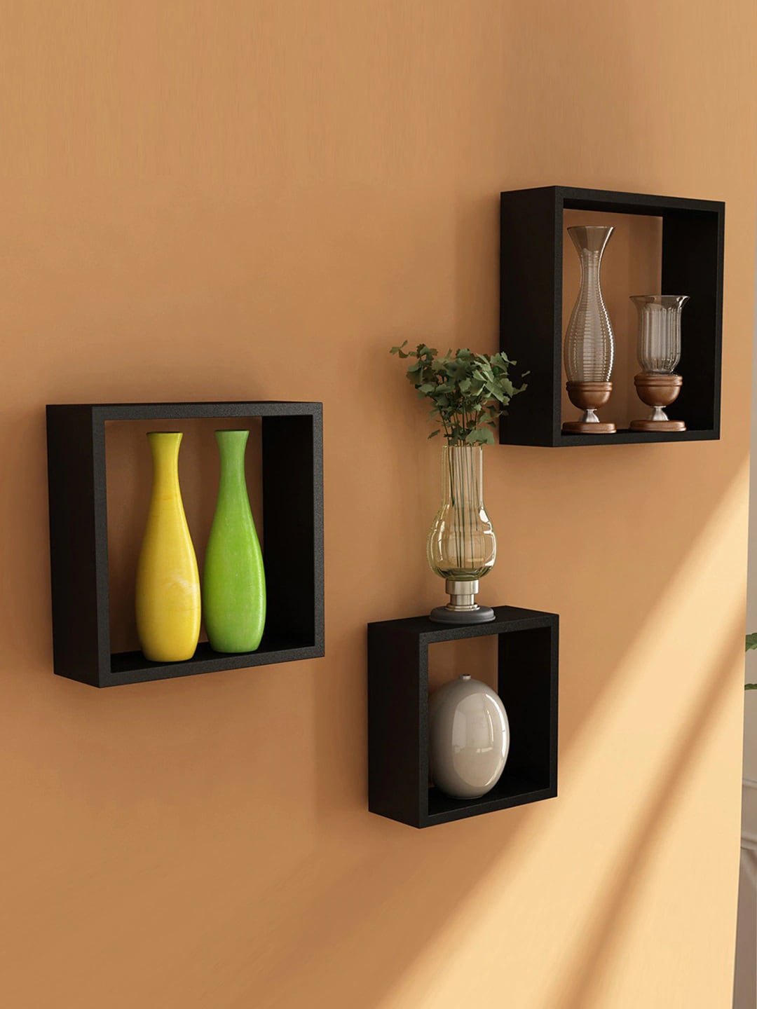 Home Sparkle Wooden Cube Set of 3 Wall Shelves Price in India