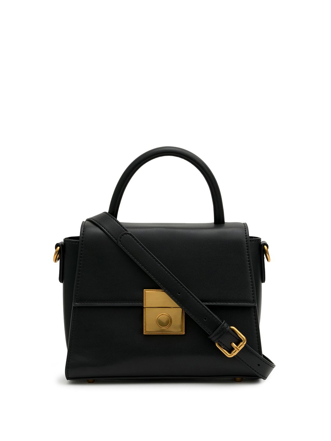 MIRAGGIO Black Structured Satchel Bag Price in India