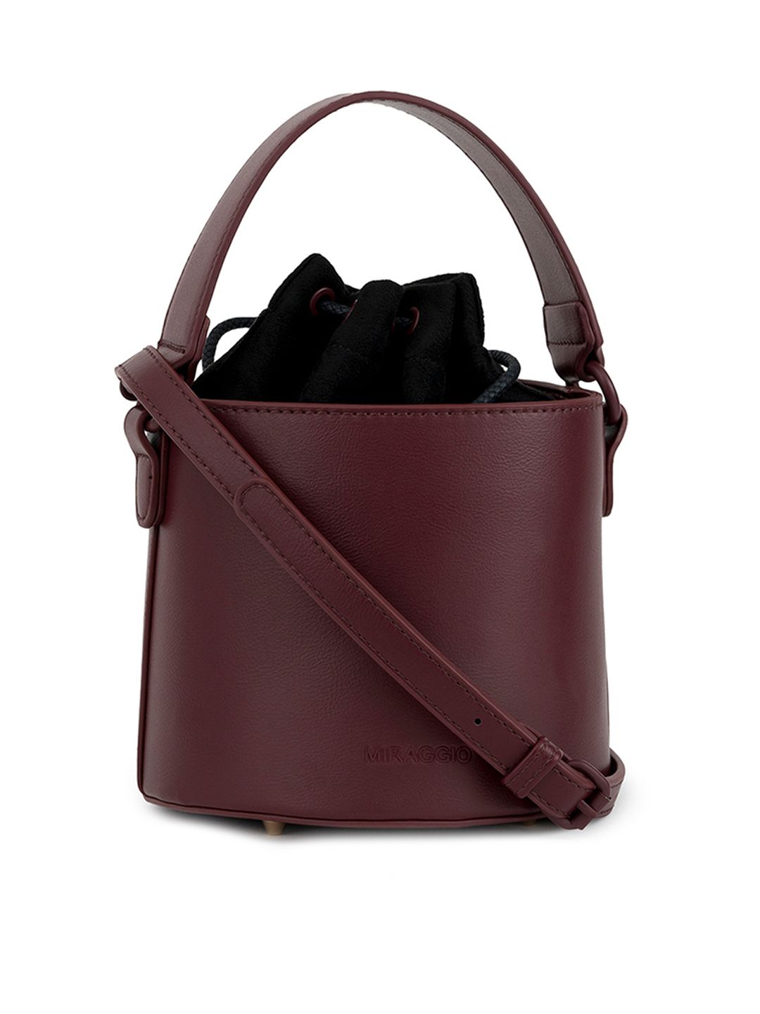 MIRAGGIO Maroon Bucket Handheld Bag Price in India