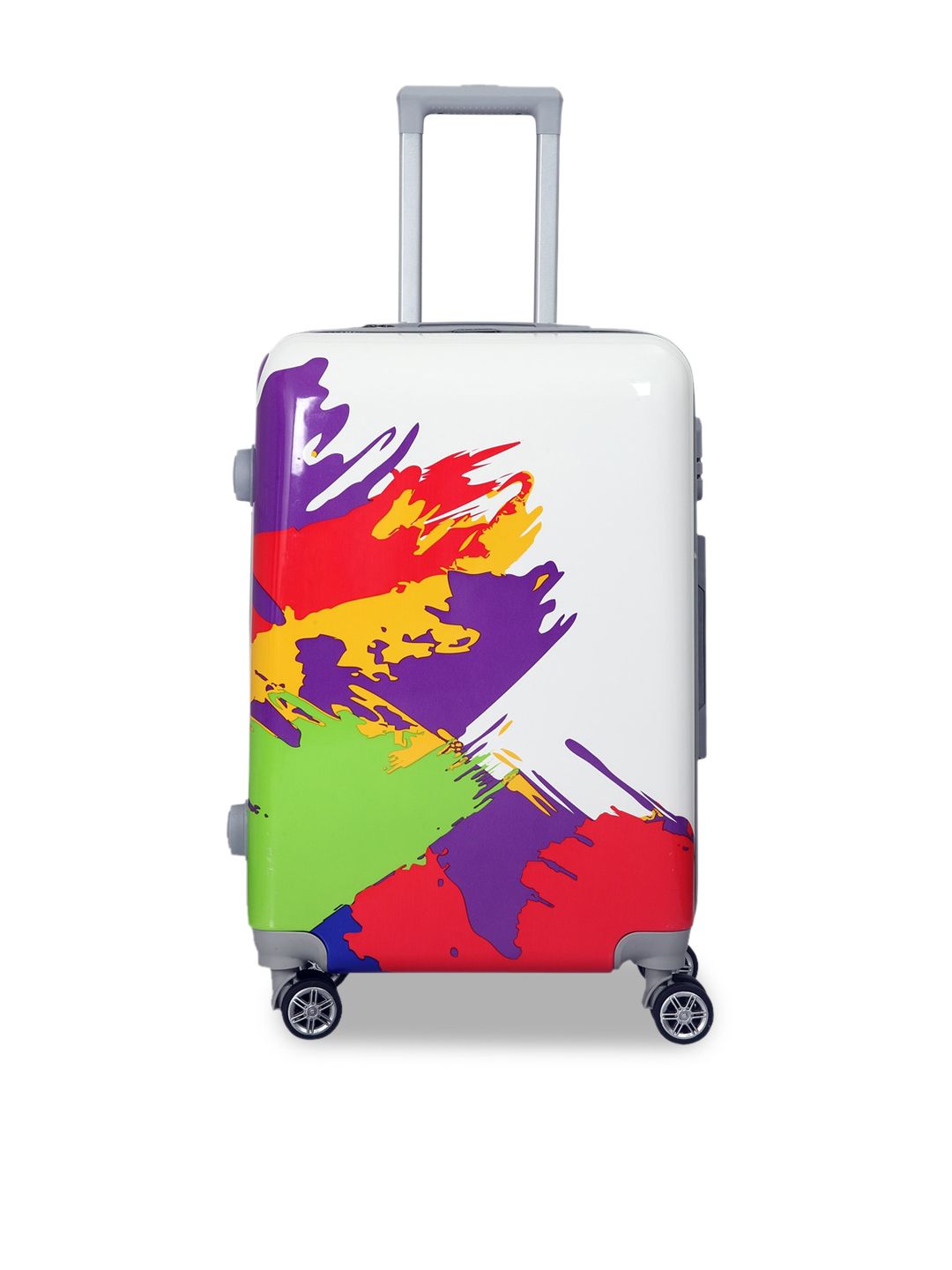 Polo Class White & Multicoloured Printed 24 Inch Trolley Bag Price in India