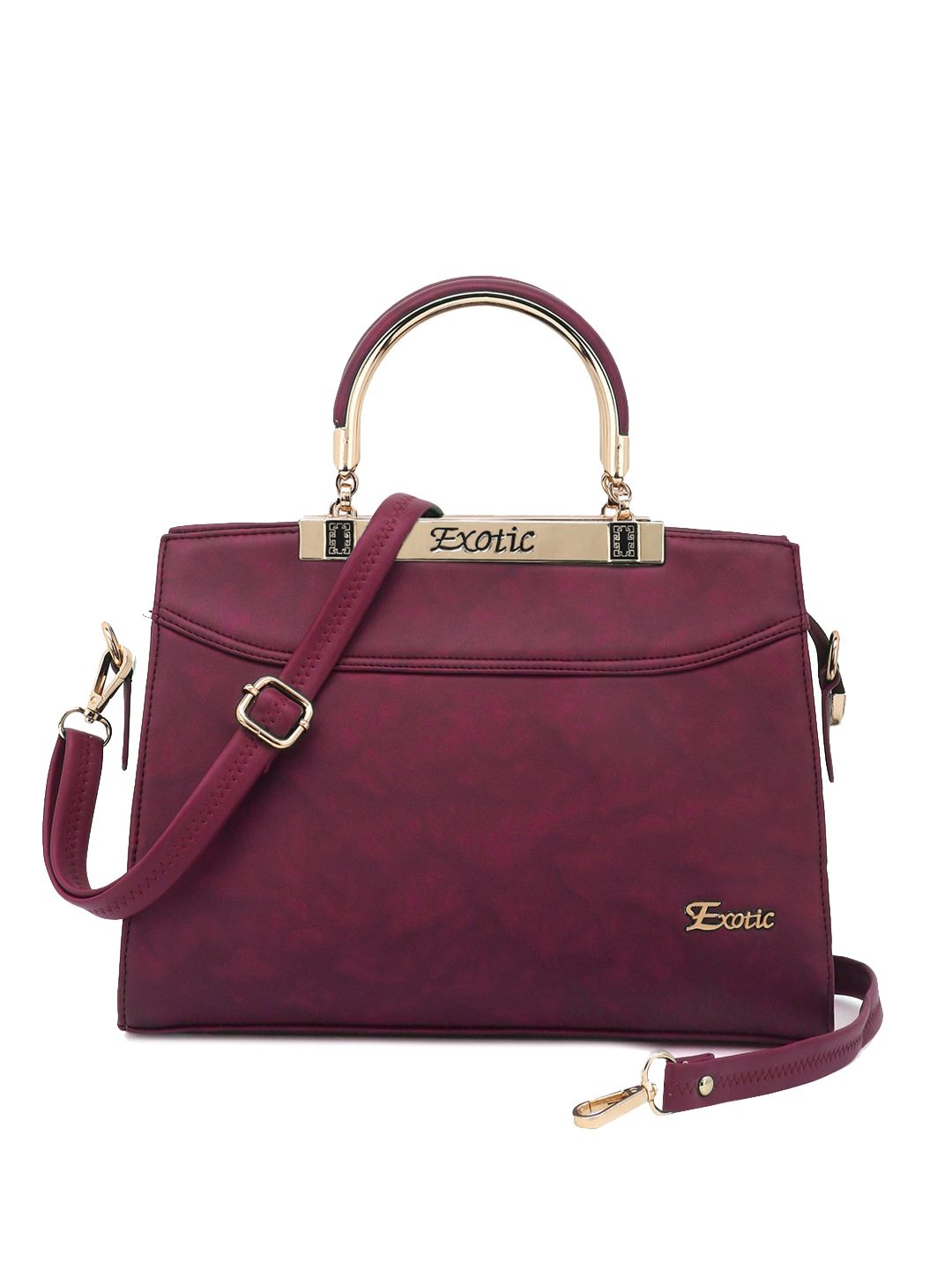 Exotic Purple Structured Handheld Bag With Detachable Sling Strap Price in India