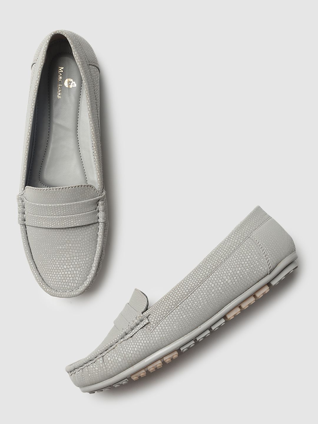 Marc Loire Women Grey Textured PU Penny Loafers Price in India