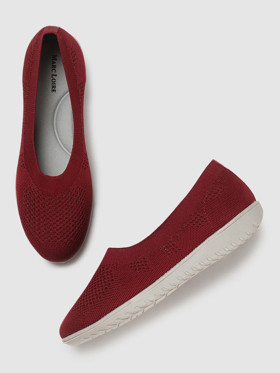 Marc Loire Women Maroon Woven Design Slip-On Sneakers