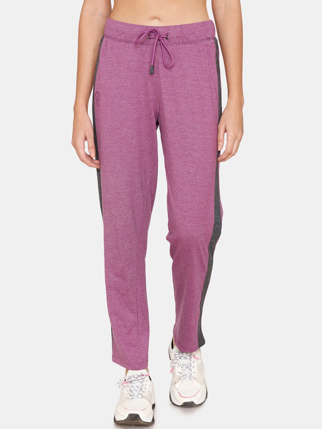 Rosaline by Zivame Women Purple Solid Straight-Fit Track Pants Price in India