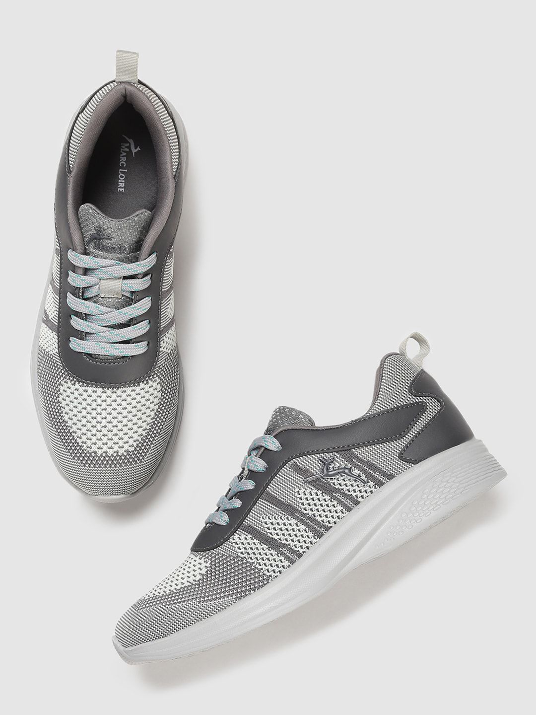 Marc Loire Women Grey & White Woven Design Lightweight Sneakers Price in India