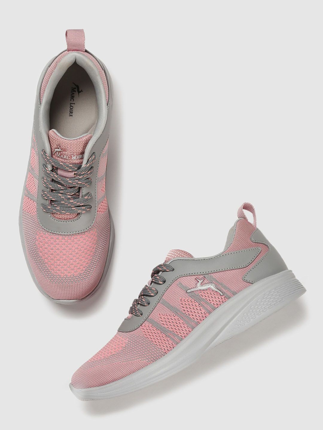 Marc Loire Women Pink & Grey Woven Design Lightweight Sneakers Price in India