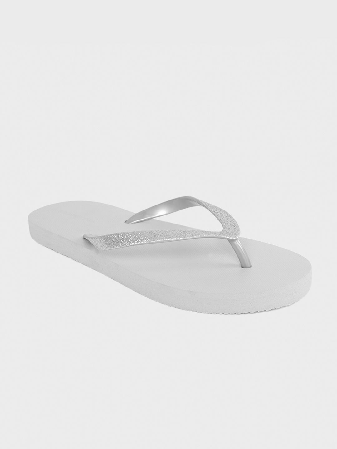 shoexpress Women Grey Rubber Thong Slippers Price in India