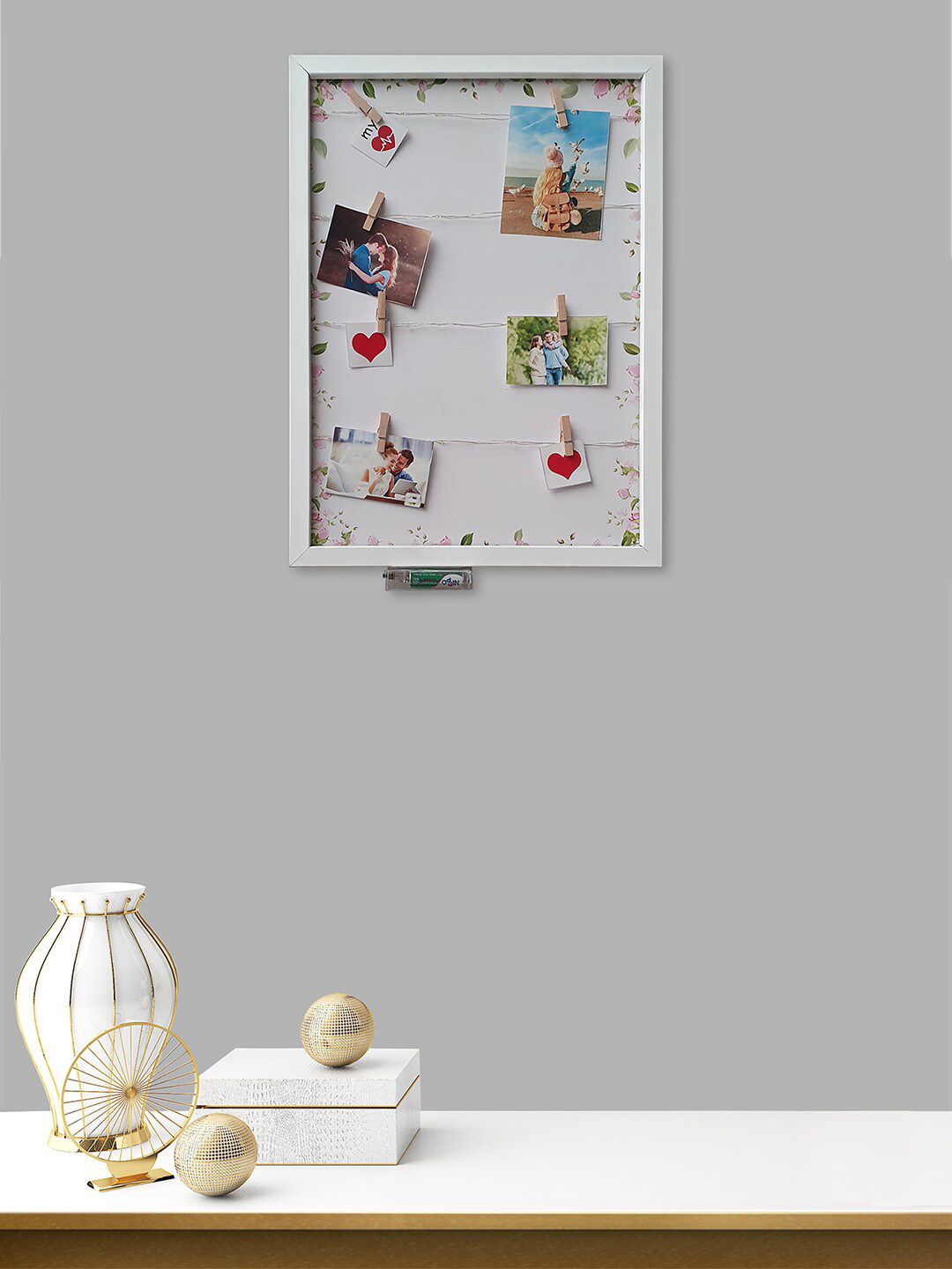 Art Street White Vertical Rectangle Photo Frame With String Lights Price in India