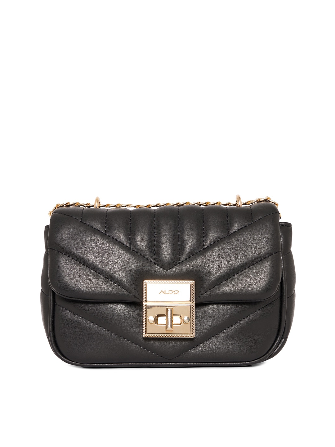 ALDO Black PU Half Moon Sling Bag with Quilted Price in India