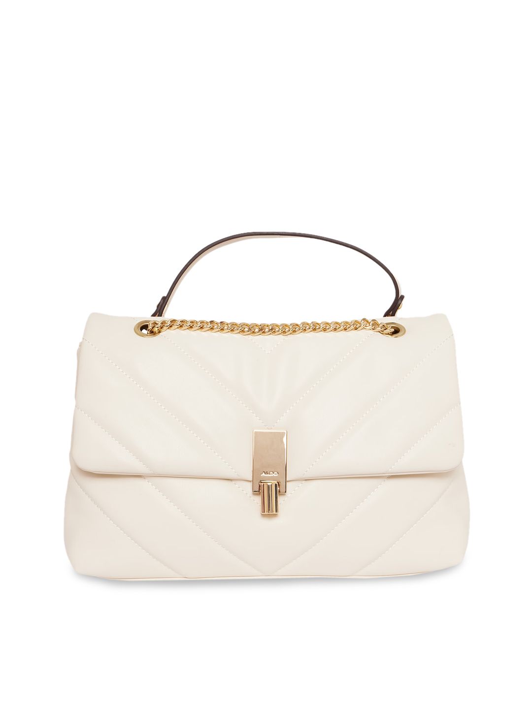 ALDO Beige PU Structured Handheld Bag with Quilted Price in India