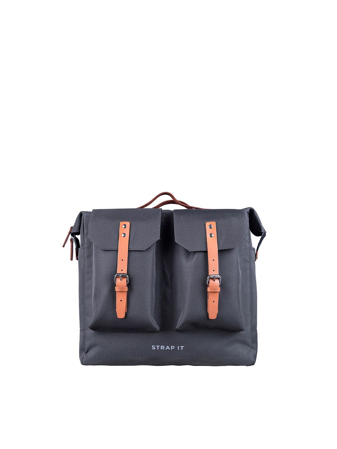 STRAP IT Unisex Grey Leather Backpack Price in India